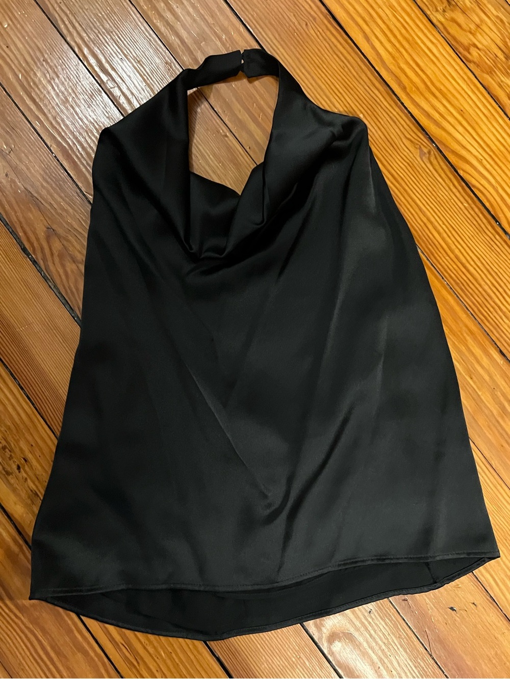 Black Halter Cowl Neck Women's Top